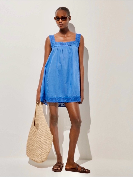 J. Crew Dresses & Skirts - NWT J. Crew Women's Lace Trim Blue Mini Beach Dress (Size Medium)